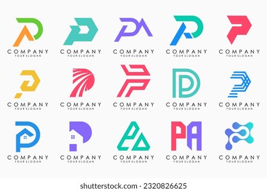 Set of letters P logo design. modern creative monogram icon design inspiration.