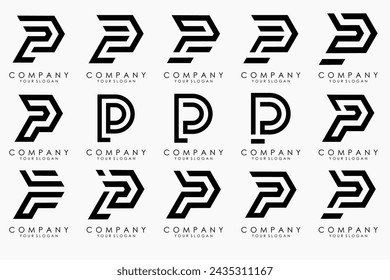 Set of letters p logo design. modern icon creative monogram inspiration.