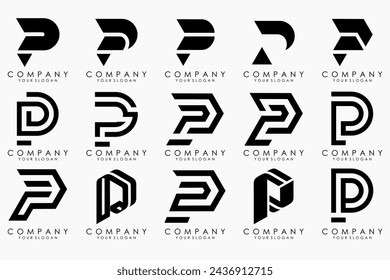 Set of letters p logo design. modern icon creative monogram inspiration.