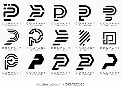 Conjunto de letras p diseño del logotipo. icono moderno monograma creativo inspiración.