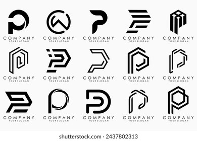 Set of letters p logo design. modern icon creative monogram inspiration.