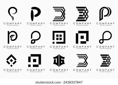 Set of letters p logo design. modern icon creative monogram inspiration.