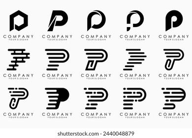 Conjunto de letras p diseño del logotipo. icono moderno monograma creativo inspiración.