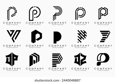 Conjunto de letras p diseño del logotipo. icono moderno monograma creativo inspiración.
