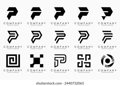 Conjunto de letras p diseño del logotipo. icono moderno monograma creativo inspiración.