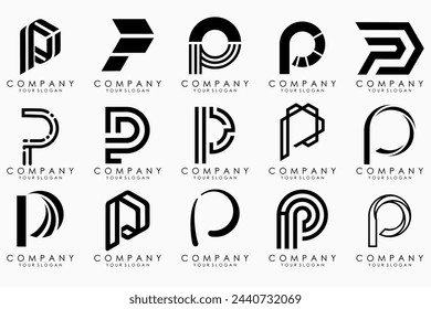 Set of letters p logo design. modern icon creative monogram inspiration.