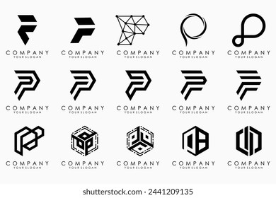 Conjunto de letras p diseño del logotipo. icono moderno monograma creativo inspiración.