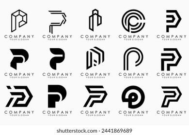 Conjunto de letras p diseño del logotipo. icono moderno monograma creativo inspiración.