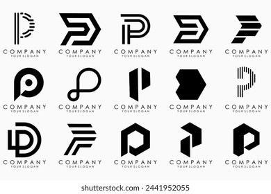 Set of letters p logo design. modern icon creative monogram inspiration.