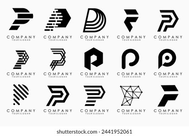 Set of letters p logo design. modern icon creative monogram inspiration.