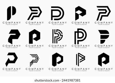 Conjunto de letras p diseño del logotipo. icono moderno monograma creativo inspiración.