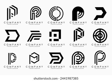 Set of letters p logo design. modern icon creative monogram inspiration.