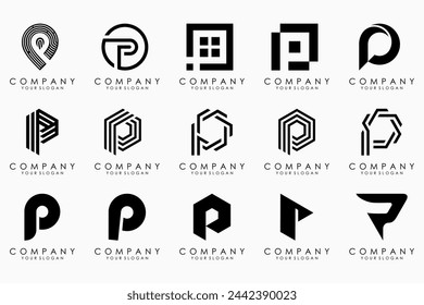 Set of letters p logo design. modern icon creative monogram inspiration.
