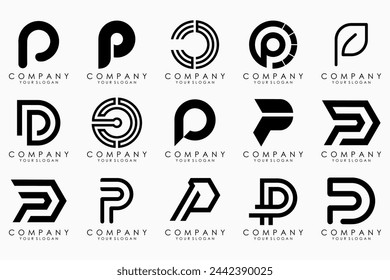 Set of letters p logo design. modern icon creative monogram inspiration.