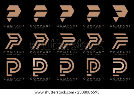 Set of letters P logo design. modern creative monogram icon design inspiration.