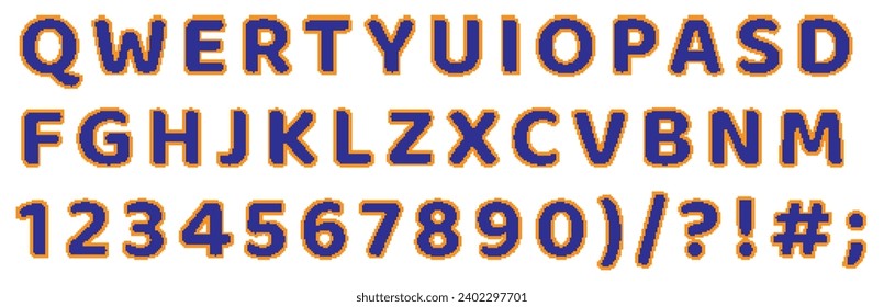Set of letters in pixel art style. Vector illustration of a font for pixel games.