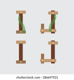 Set of letters with of wood