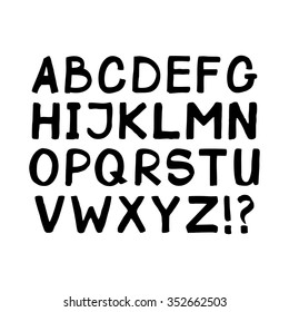Set of letters written with a marker. Capital letter. Red marker. Vector