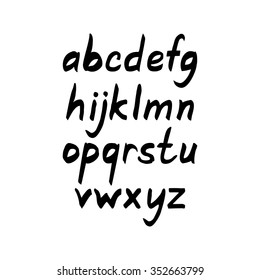 Set of letters written with a marker. Lowercase letter. Black marker. Vector 