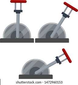 Set of levers to switch mechanism. Normal and maximum position. Increased speed. Technical device. Element of machine. Cartoon flat illustration