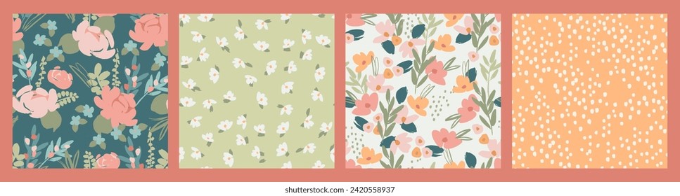 Set of lforal seamless patterns. Vector design for paper, cover, fabric, interior decor and other use