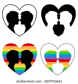 A set of LGBT couples logos isolated on white background. They’re various design. Concept about bisexual, homosexual, LGBT, transgender and pride month.