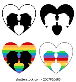 A set of LGBT couples logos isolated on white background. They’re various design. Concept about bisexual, homosexual, LGBT, transgender and pride month.