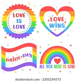 Set of lgbt logos. Pride day label collection.