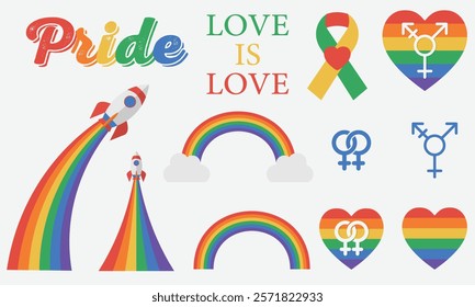 Set of LGBT pride element vector