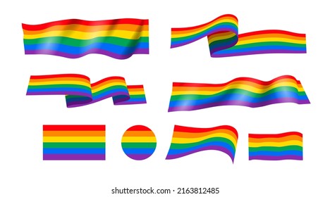 Bandera del orgullo LGBT, fondo de la bandera arcoiris. Movimiento de bandera de la paz multicolor. Icono de franjas horizontales. Burla de diseño gráfico. Plantilla editable para web, imprimir. Ilustración vectorial aislada.