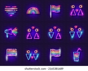 Set of LGBT pride neon signs