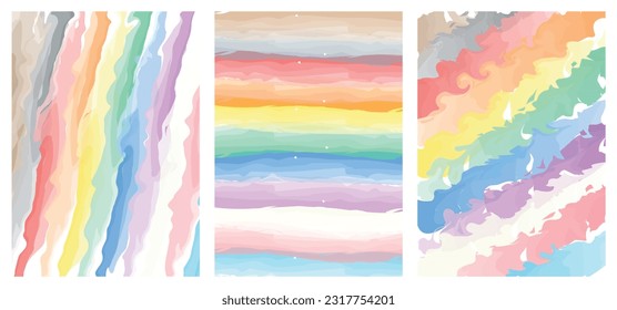 Set lgbt watercolor abstract background with marble liquid effect