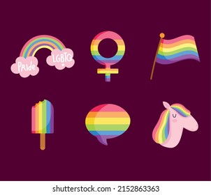 set of LGBTQ pride flat style