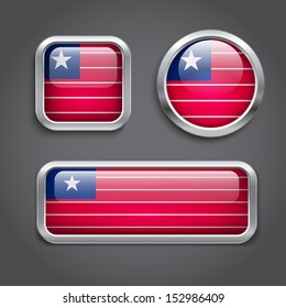 Set of Liberia  flag glass buttons