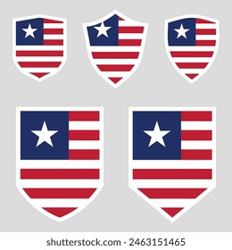 Set of Liberia Flag in Shield Shape Frame