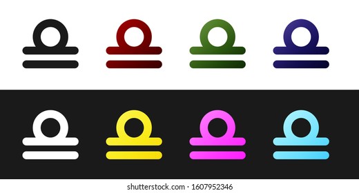 Set Libra zodiac sign icon isolated on black and white background. Astrological horoscope collection.  Vector Illustration