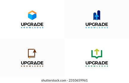 Set of Library book logo Designs concept vector, Upgrade Knowledge logo template, Education logo symbol