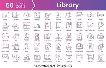 Set von Bibliothekssymbole. Gradient Stil Symbol-Paket. Vektorgrafik