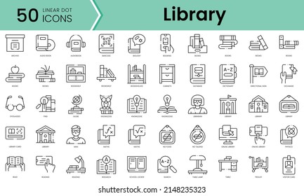 Set of library icons. Line art style icons bundle. vector illustration