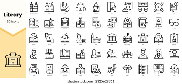 Set of library Icons. Simple line art style icons pack. Vector illustration