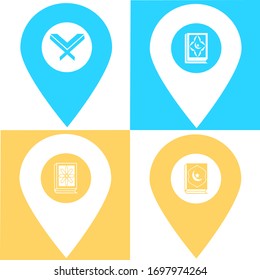 Set of library location map pin pointer icon. Element of map point for mobile concept and web apps. Icon for website design and app development. Premium book store icon sign