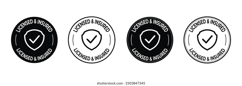 Set of Licensed and insured icon vector illustration.