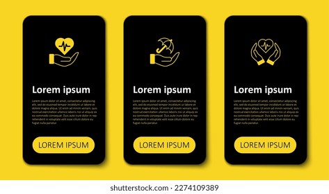 Set Life insurance, Umbrella hand and . Business infographic template. Vector