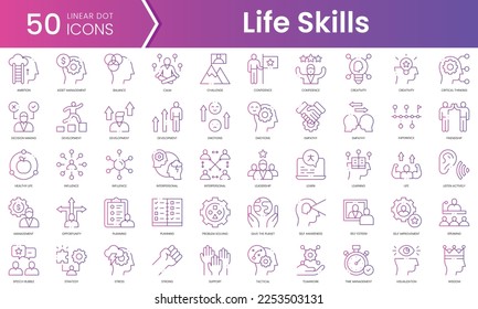 Set of life skills icons. Gradient style icon bundle. Vector Illustration