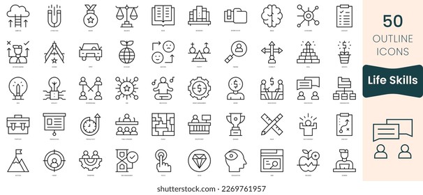 Set of life skills icons. Thin linear style icons Pack. Vector Illustration