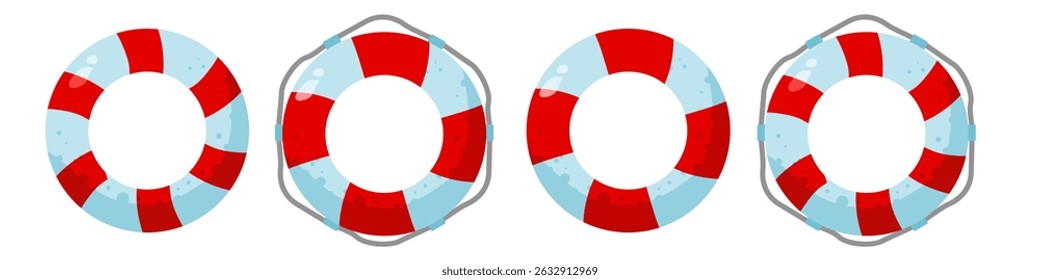  Set of lifebuoy ring – vector illustration