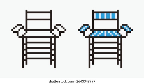 set lifeguard chair pixel art icon vector illustration.