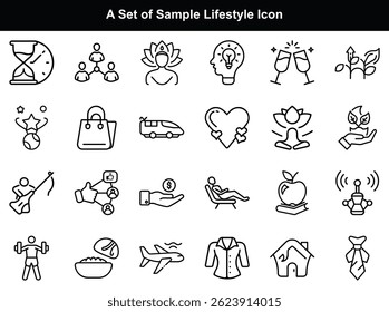  A Set Of Lifestyle Icon Wellness Fashion Travel Food Home Beauty Daily Life Healthy Living Symbols