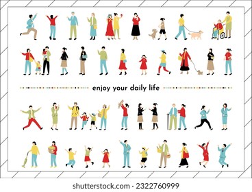 Set of Lifestyle Illustrations of People