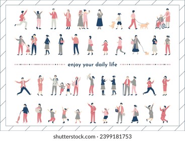 Set of Lifestyle Illustrations of People